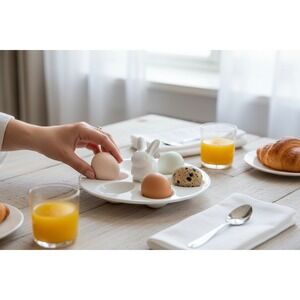 Marshalls Deviled Egg Platter Home OS White NWOT Ceramic Bunny Easter 6 Slot